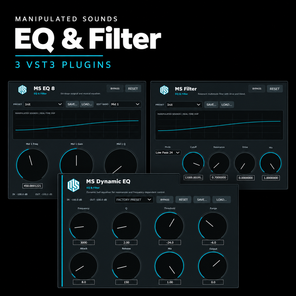 Manipulated Sounds EQ & Filter - 3 VST3 Plugins