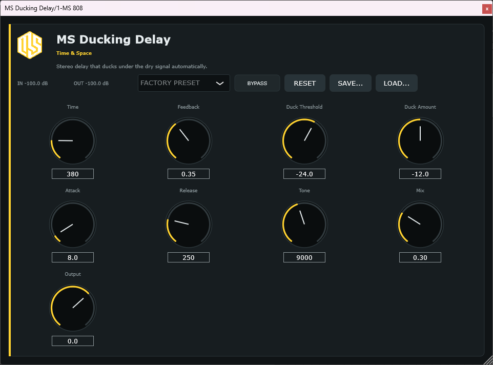 MS Ducking Delay - Ducking Stereo Delay VST3 Plugin