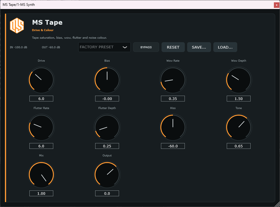 MS Tape - Tape Saturation VST3 Plugin