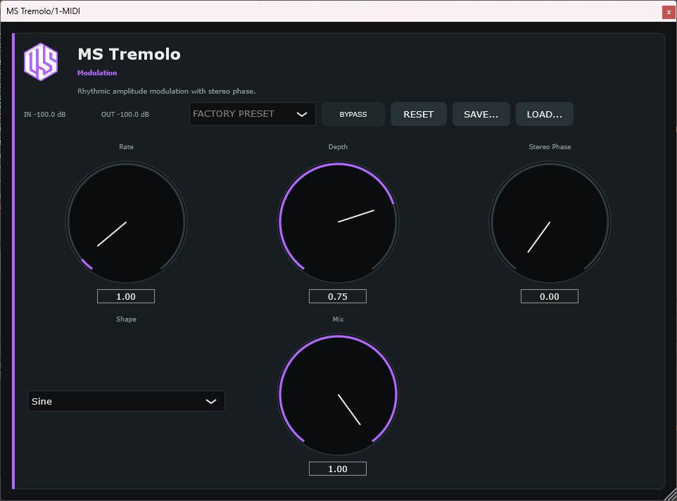 MS Tremolo - Tremolo VST3 Plugin
