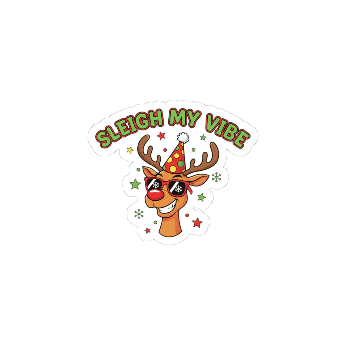 Sleigh My Vibe Reindeer Sticker | ugly Christmas sweater, festive gag decal