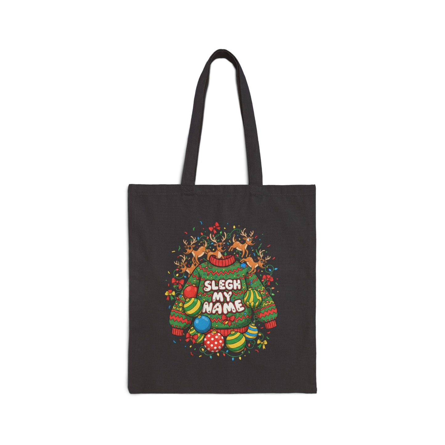 Sleigh My Name funny ugly Christmas sweater tote | ugly party sweatshirt vibe, novelty holiday knit