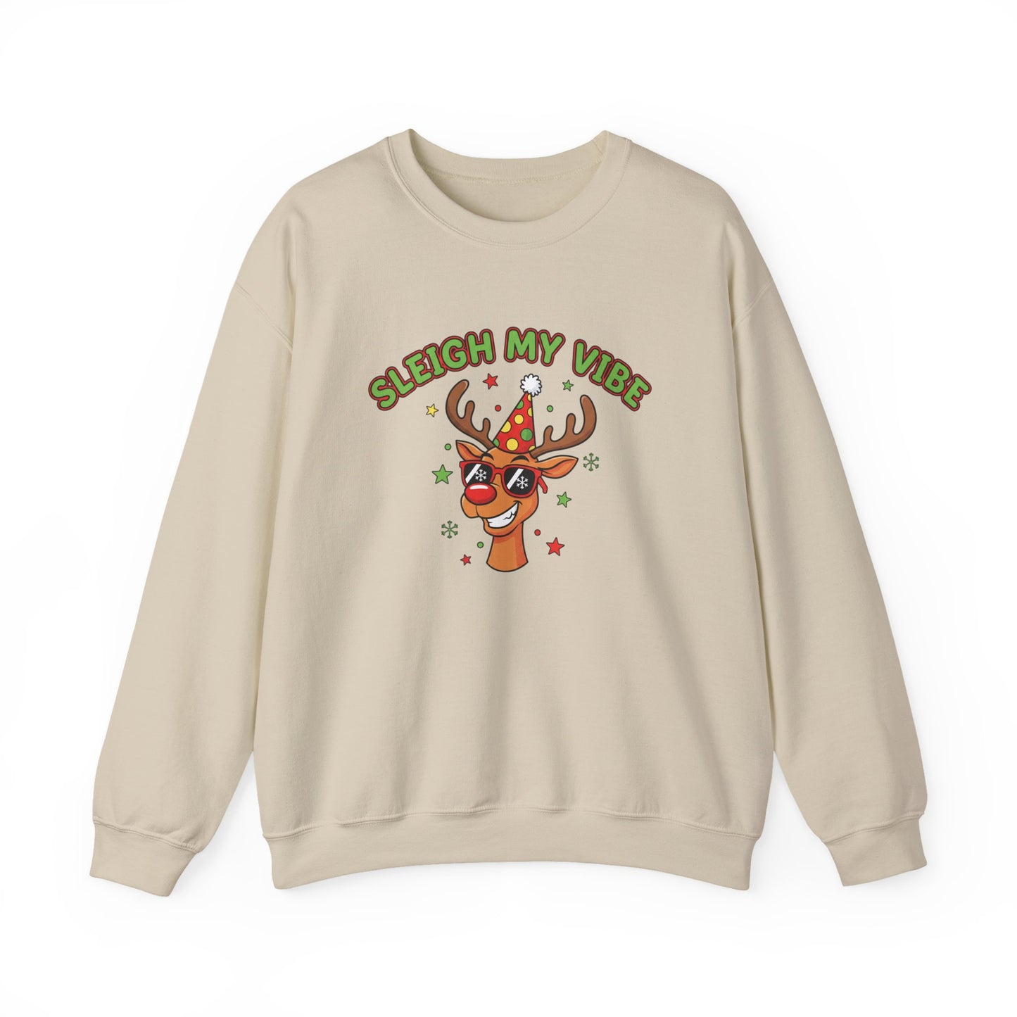 Sleigh My Vibe Reindeer Sweatshirt | ugly Christmas sweater, novelty holiday sweatshirt