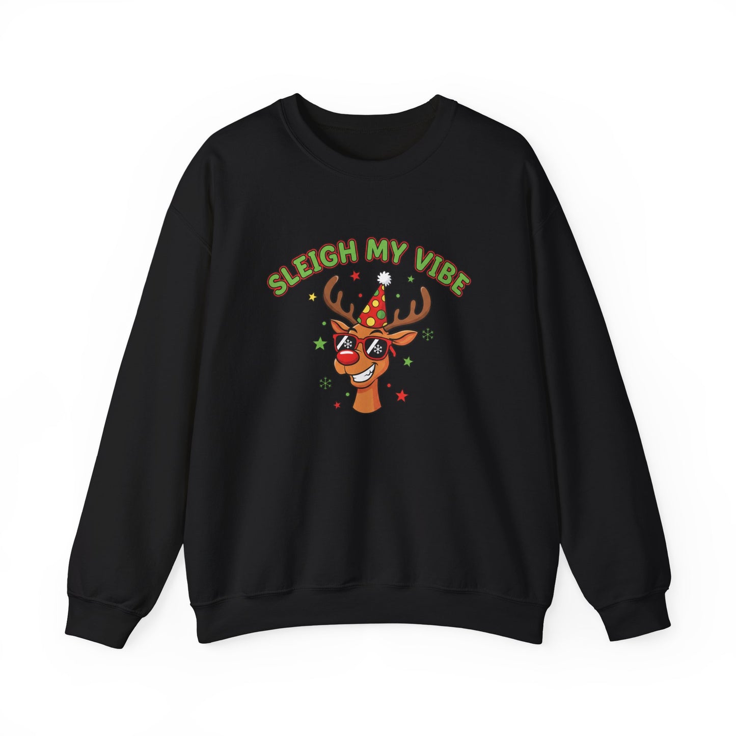 Sleigh My Vibe Reindeer Sweatshirt | ugly Christmas sweater, novelty holiday sweatshirt
