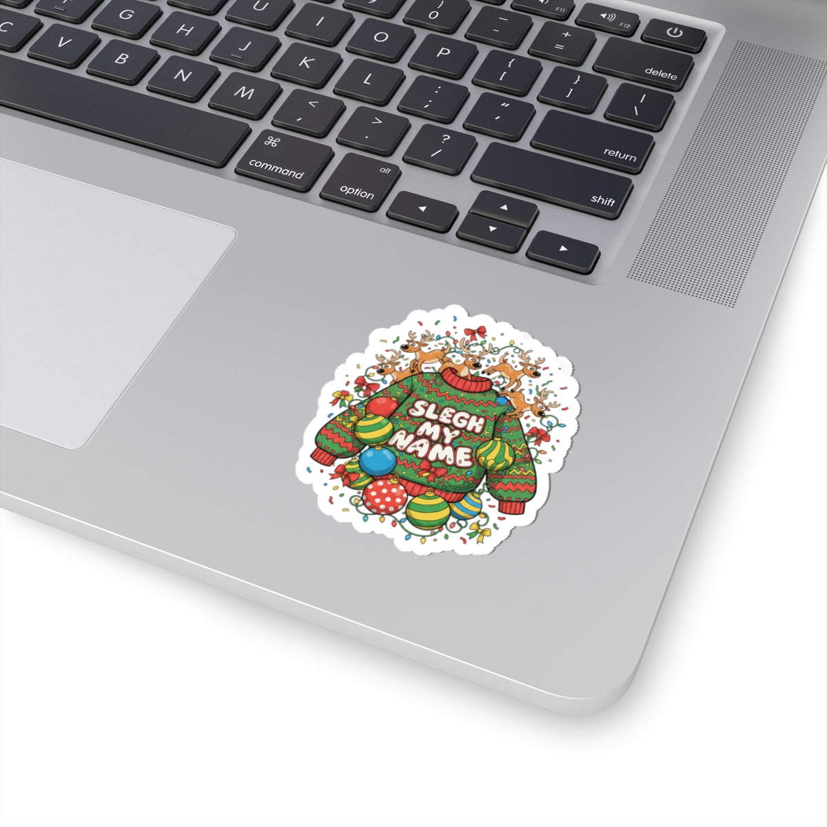 Sleigh My Name Ugly Christmas Sweater Sticker | novelty festive gag sticker