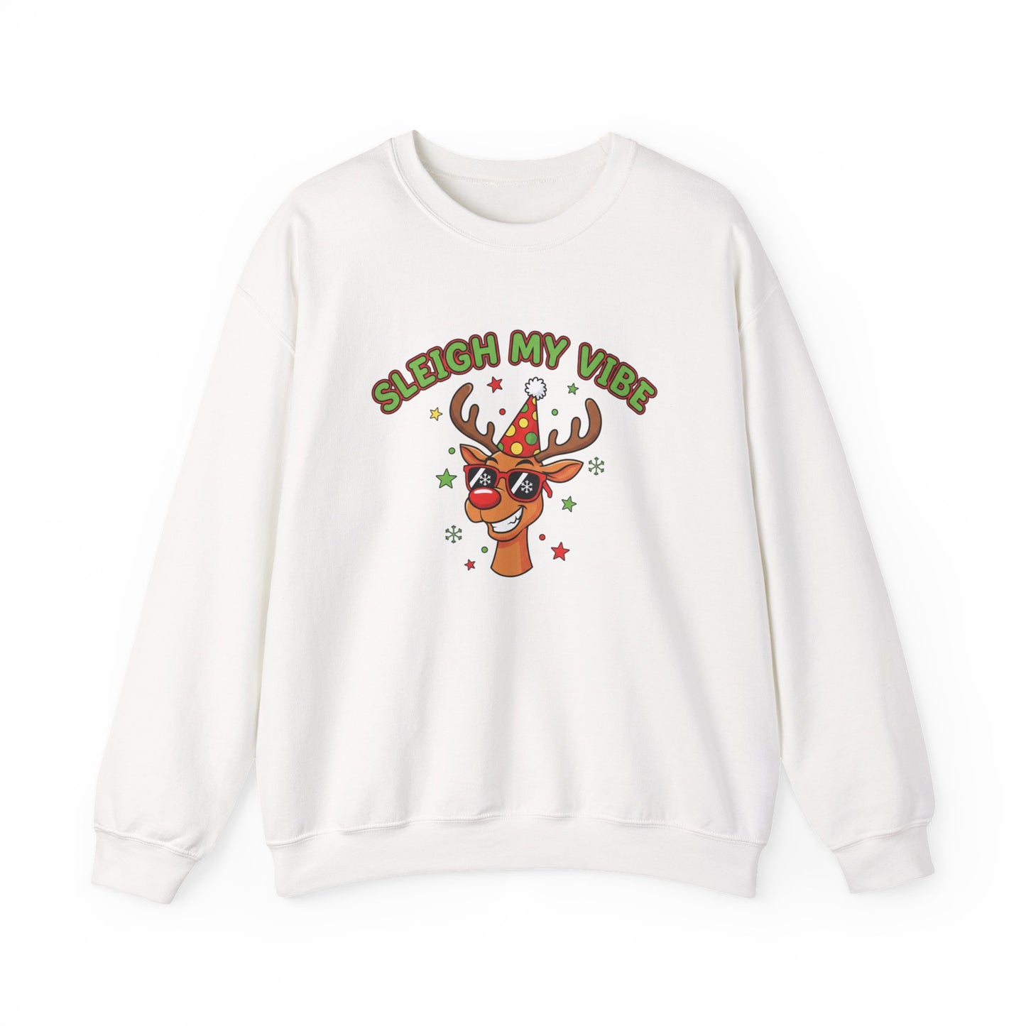 Sleigh My Vibe Reindeer Sweatshirt | ugly Christmas sweater, novelty holiday sweatshirt