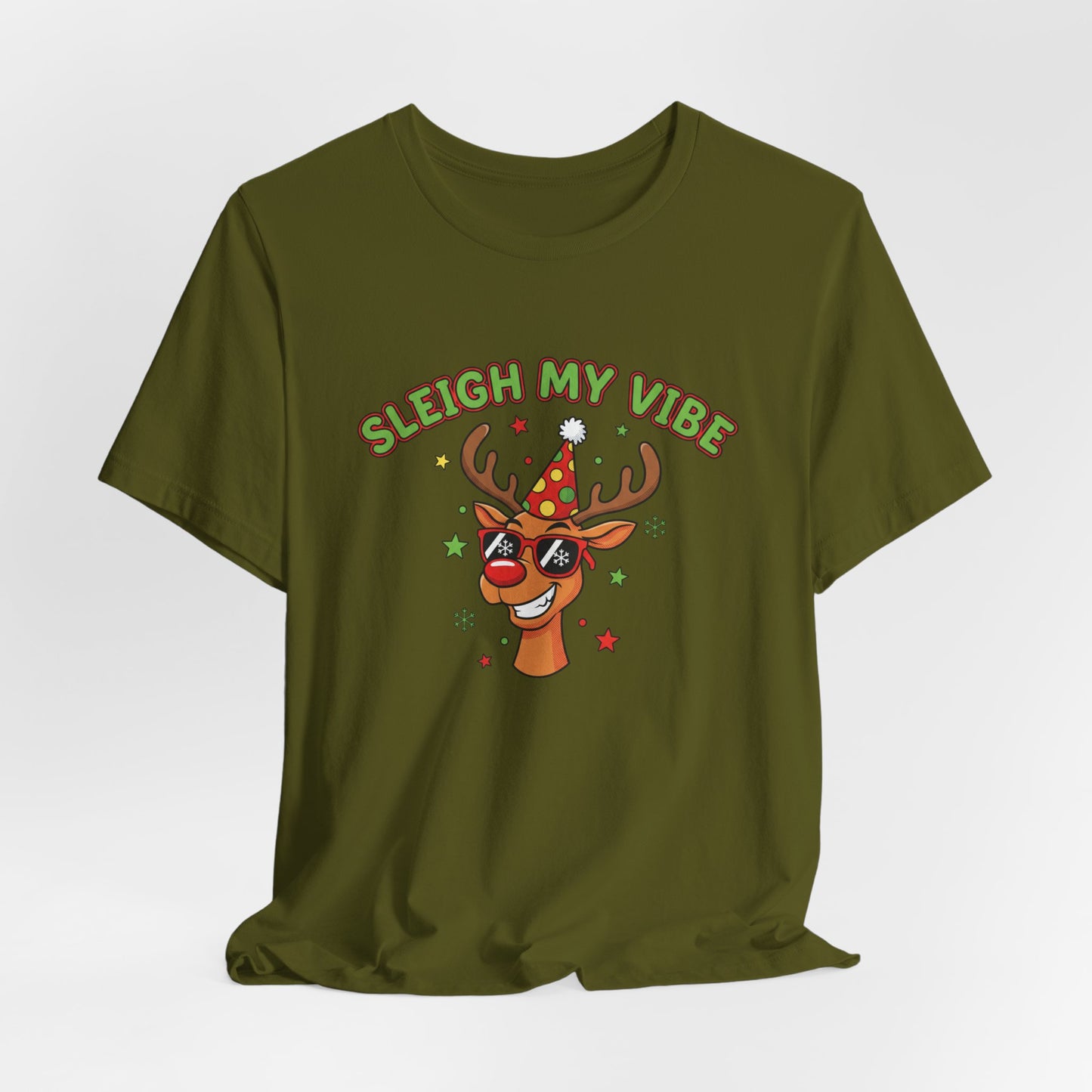 Sleigh My Vibe Reindeer Tee | ugly Christmas sweater party, festive gag tee