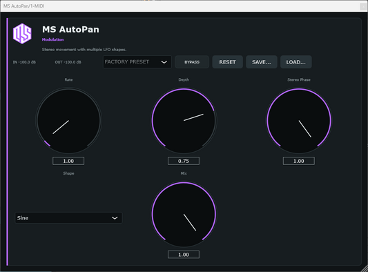 MS AutoPan - Stereo Auto-Panner VST3 Plugin