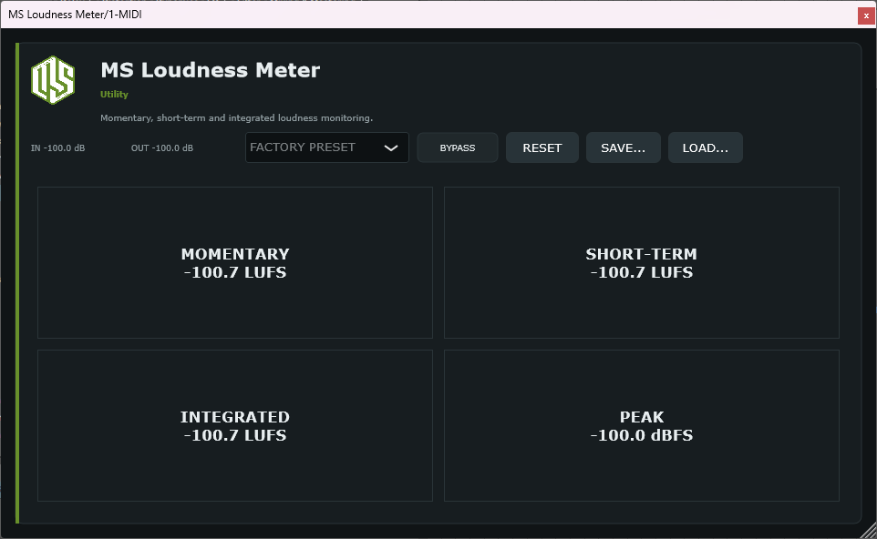 MS Loudness Meter - LUFS Metering VST3 Plugin