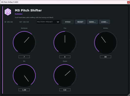 MS Pitch Shifter - Pitch Shifting VST3 Plugin