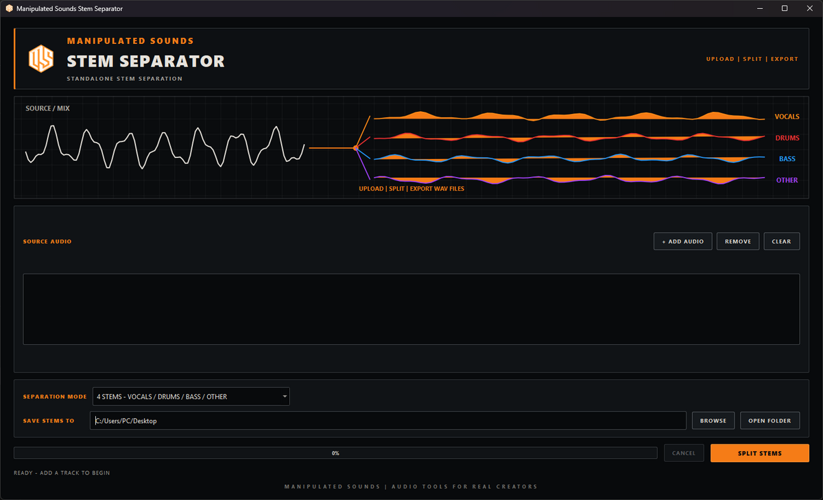 Manipulated Sounds Stem Separator – Standalone