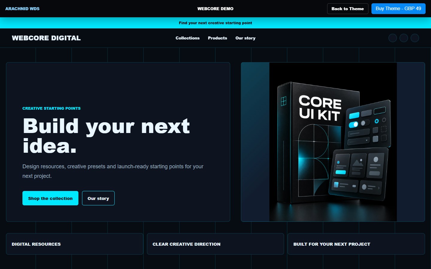 WEBCORE storefront demo preview